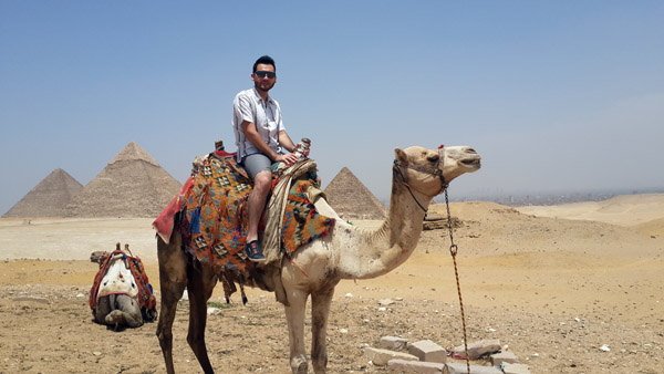 Camel ride in the desert