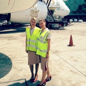 Emirates colleagues at the airport